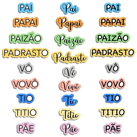 Separar A Palavra Pai - Variações da palavra pai em português com fundo colorido | Vetor Premium