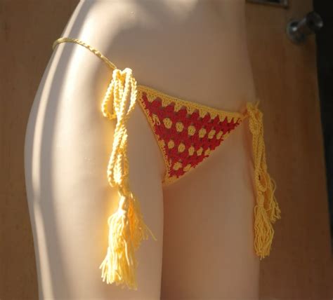 Handmade Crochet Sexy Women Mini Bikini Extreme Thong Tassel Etsy