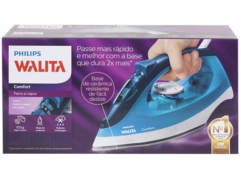Ferro A Vapor Philips - Ferro de Passar Roupa a Vapor Philips Walita - Comfort Cerâmica Azul ...