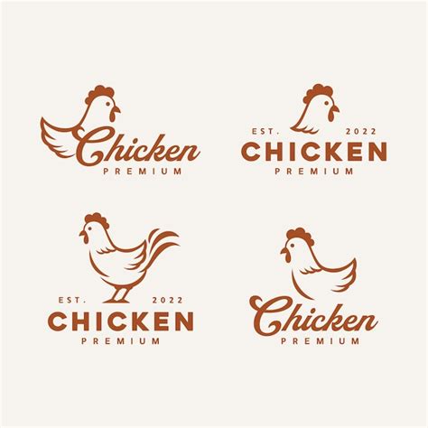 Conjunto De Ilustraci N De Vector De Logotipo De Pollo Vector Premium