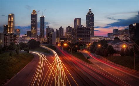 skyscrapers, Atlanta, Long, Exposure, Dusk, Cities Wallpapers HD ...