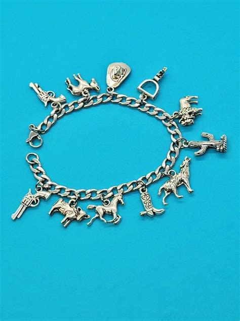 Cowboy Charm Bracelet Cowboy Charm Stainless Steel Bracelet Horse