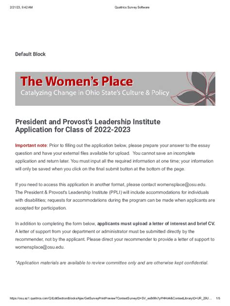 Fillable Online Womensplace Osu President And Provost S Leadership