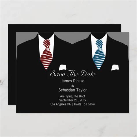 Mr And Mr Suit And Tie Gay Save The Date Wedding Zazzle