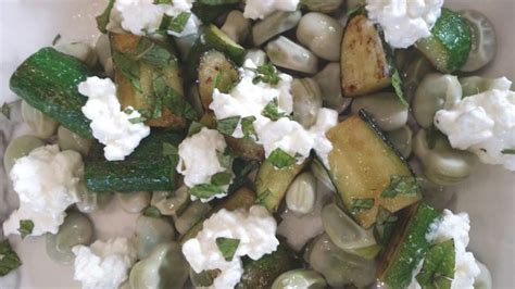 Broad Bean Courgette Mint And Feta Salad Cooking With Fi