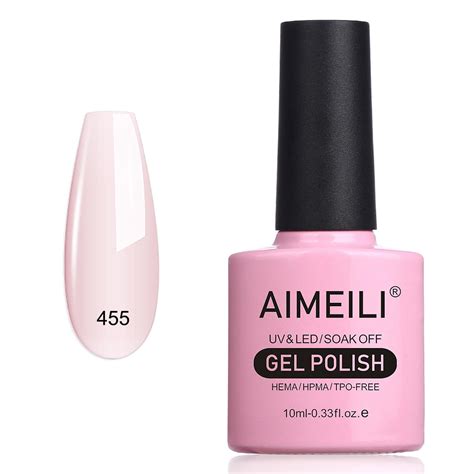 AIMEILI Nude Pink Gel Nail Polish Soak Off U V LED Nude Color Translucent Gel Polish 455