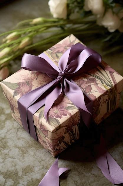 Premium AI Image A Beautifully Wrapped Gift Box With A Ribbon For