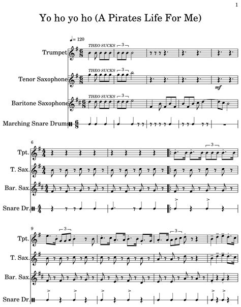 Yo ho yo ho (A Pirates Life For Me) - Sheet music for Trumpet, Tenor