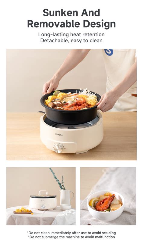 Simplus Electric Hot Pot Removable Multi Function Nonstick Electric Cooker Shopee Philippines