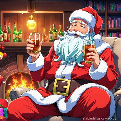 Drunk Santa Claus Smoking A Cigar Prompts Stable Diffusion Online