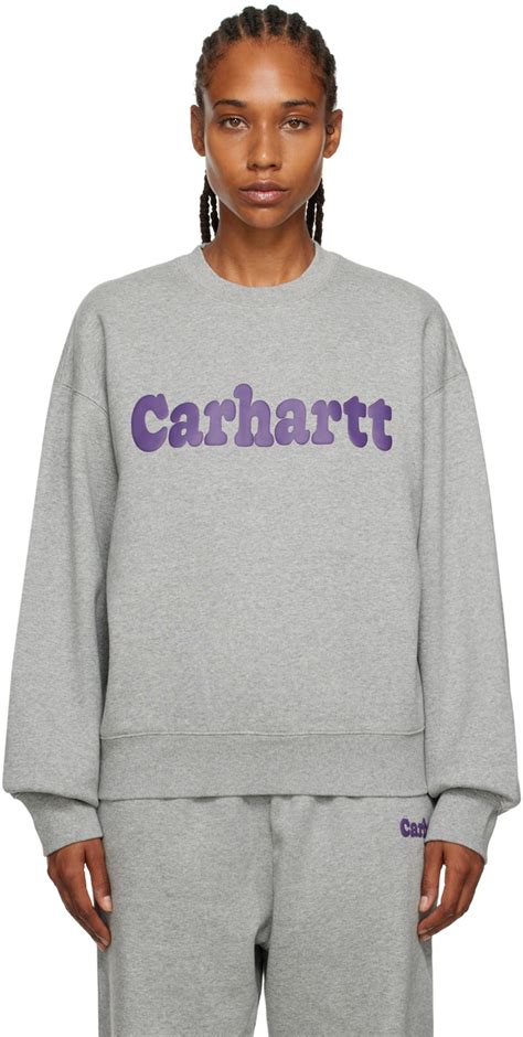 Pull Molletonn Gris Logo Carhartt Work In Progress En Solde