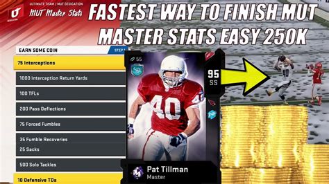 How To Finish Pat Tillmans Mut Master Stats Quick Easy 250k Madden