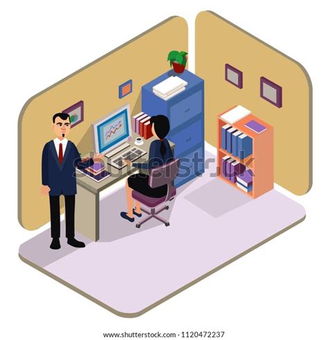 Typical Working Day Office Vector Illustration 스톡 벡터 로열티 프리 1120472237