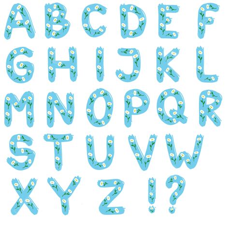 Blue Alphabet With Cute Flower Alphabet Decoration Letter Flowery