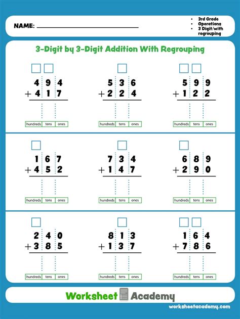 Adding Digits With Regrouping Worksheets Digit Addition