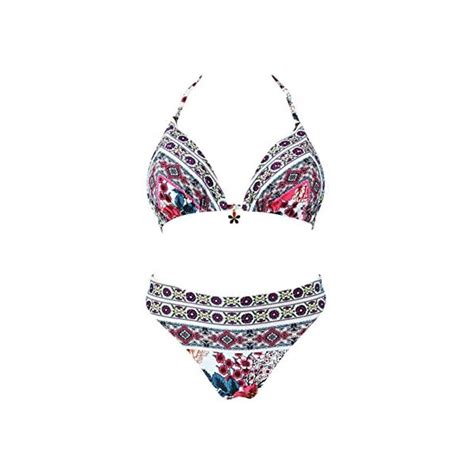 Womens Bohemian Bikini Set Two Pieces Swimsuit Glitter Rhinestone Triangle Swimwear Flower