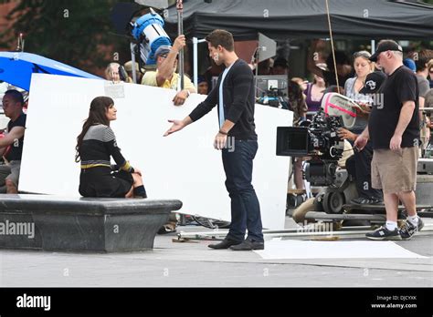 Dean Geyer And Lea Michele On The Set Of Glee Filming On Location In