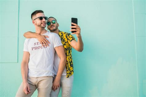 Free Photo Gay Couple Taking A Selfie With Mobile Phone