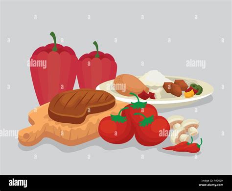 Meal Meat Salad Rice Stock Vector Images Alamy