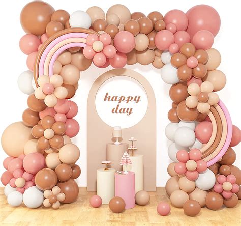Boho Balloon Garland Blush Nude Dusty Pink Brown White Sand Long Twisting Balloons Arch Kit For