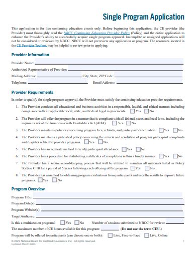 program application samples   ms word