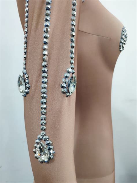 Drag Queen Rhinestone Nude Illusion Striptease Jumpsuit Queerks