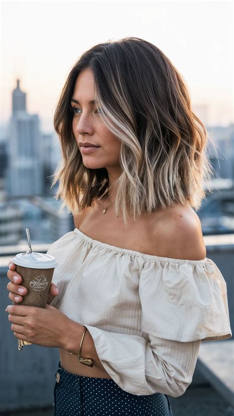 Stunning Medium Length Brunette Balayage Ideas to Elevate Your Look 髪 色 ヘアスタイル 髪型