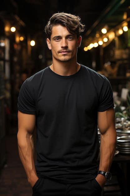 Street Style Model With A Basic Black Tshirt Premium Ai Generated Image