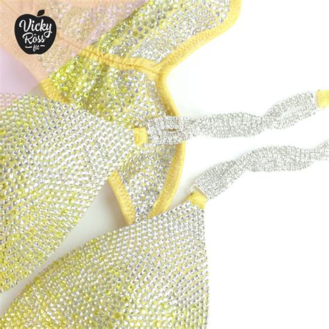 Yellow Ombre Bikini Competition Suit Diamond Deluxe Vicky Ross Fit