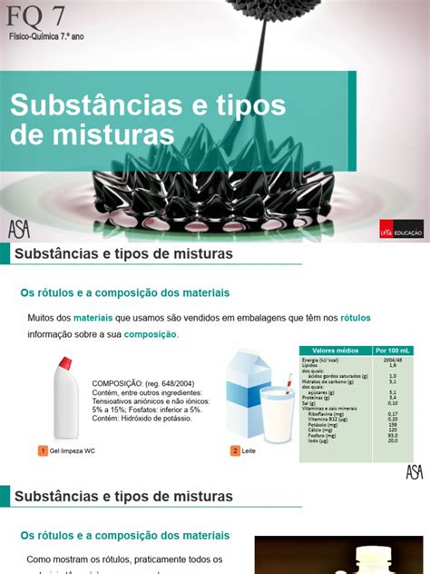 Substâncias e Tipos de Misturas | PDF | Mistura | Substancias químicas