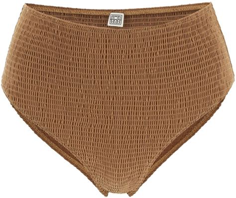 Totême Smocked Bikini Bottom ShopStyle Two Piece Swimsuits