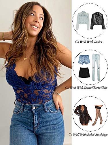 Kaei Shi High Cut Halter Deep V Neck Lingerie Floral See Through Sexy Babydol Lace Bodysuit