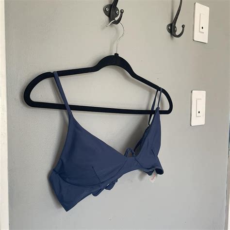 Romwe Blue Lowcut Wire Bikini Top Never Worn Depop