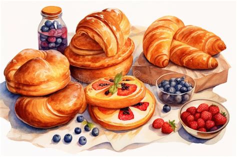Various Types Of Bakery Products Homemade Baking Stock Illustration