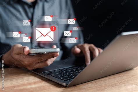 Alert Email Inbox And Spam Virus With Warning Caution For Notification