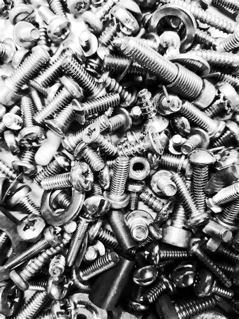 Black and White Photo of Bolts and Nuts · Free Stock Photo