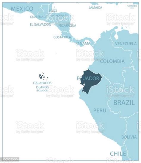 Ecuador Blue Map With Neighboring Countries And Names Stock ...