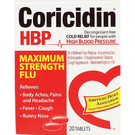 Coricidin Hbp Maximum Strength Flu Cold Relief For People With Hi 20ct Cold Cough Flu