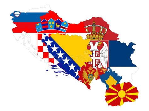 Map of Former Yugoslavia Countries with National Flag Stock Vector ...