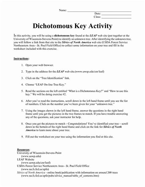 50 Dichotomous Key Worksheet Pdf