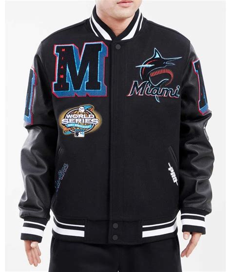 Woolleather Full Zip Mash Up Miami Marlins Varsity Jacket Jackets Expert