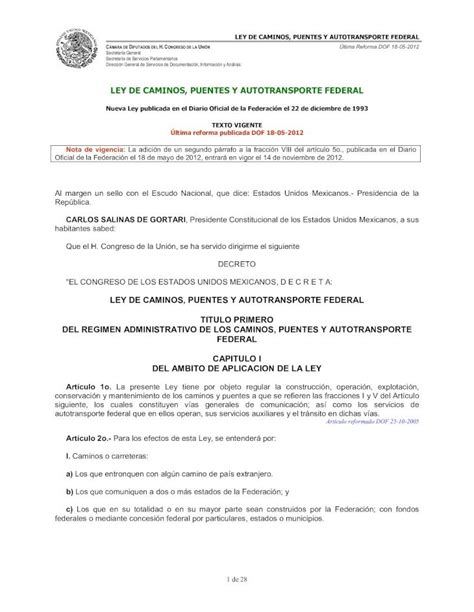 Pdf Ley De Caminos Puentes Y Autotransporte Federal · 2020 06 03