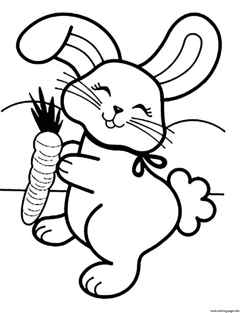Funny Rabbit With Carrot Coloring page Printable