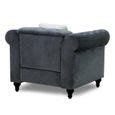 Fauteuil Capitonn Chesterfield En Velours Gris Garry Cdiscount Maison