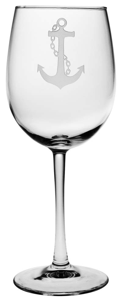 Anchor 16 Ounce Wine Glasses Set Of 4 Beach Style Wine Glasses By Susquehanna Glass