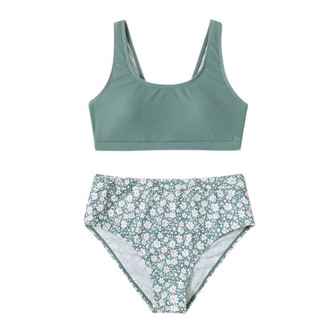 Gyratedream T Girls Two Piece Swimsuits Scoop Neck Wireless Bikini