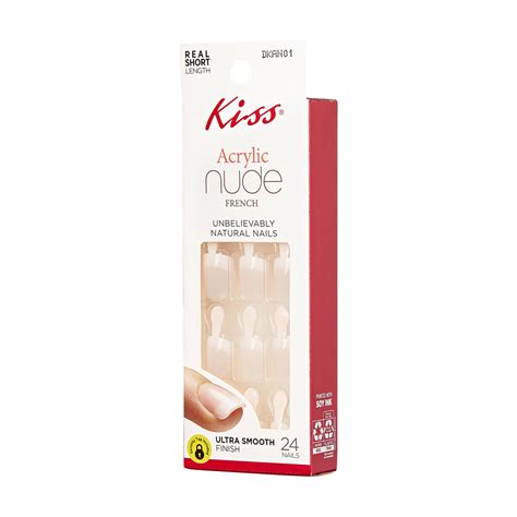 KISS Salon Acrylic Nude French Manicure Natural Ultra Smooth Fake Nails 24 Pieces