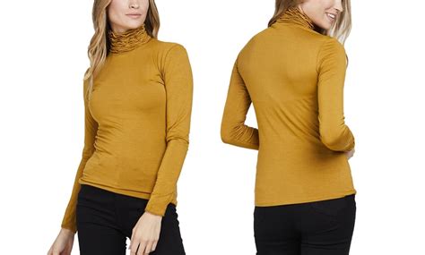 Ruffle Polo Neck Jersey Top Groupon Goods