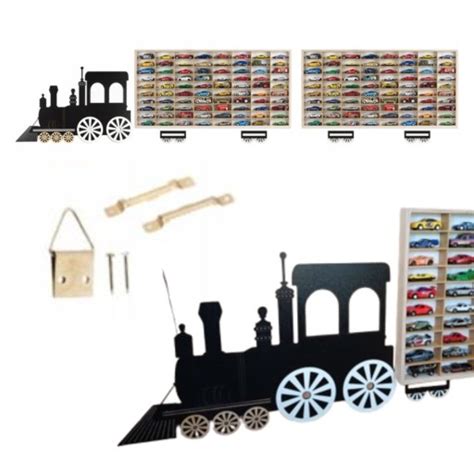 Półka tir na resoraki 160 Przegródek Drewniana Doklejane koła Hot Wheels 5906086213899