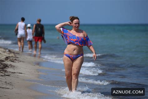 Chanelle Hayes Wearing An Orange Blue Floral Bikini At The Beach In Tenerife Spain AZNude